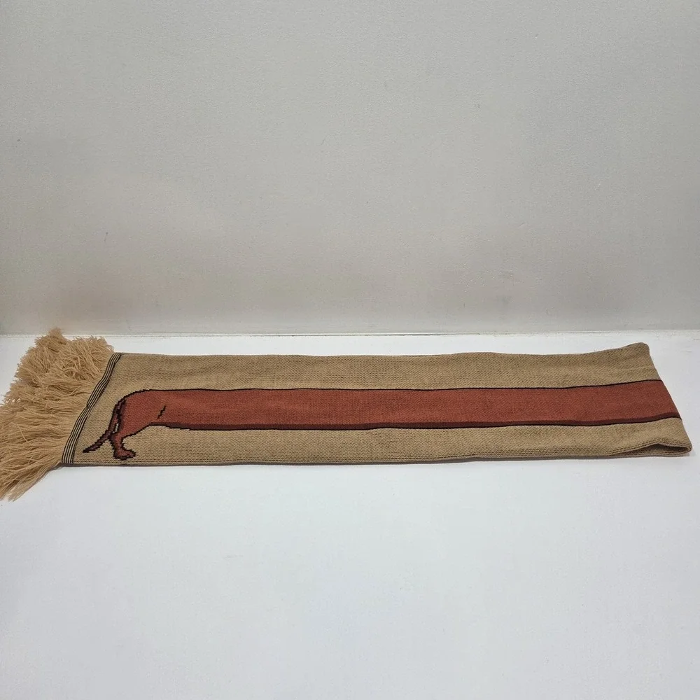 Adorable Daschund Weiner Dog Long Knit Winter SCARF with edge Fringe